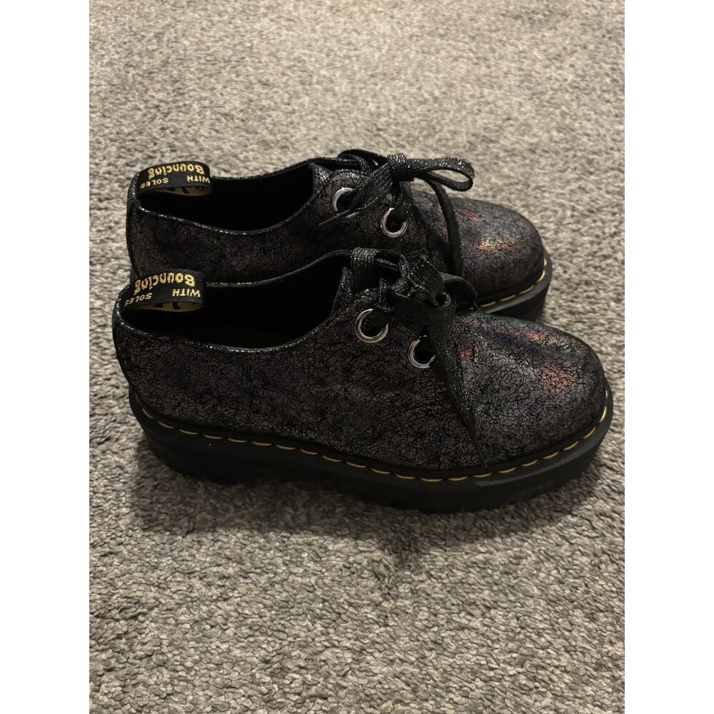 Dr. Martens Women's Holly Platform Retro Quad Gunmetal Iridescent US 9